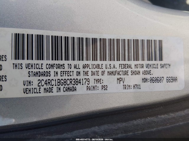 Aukcja sprzedaży 2012 Chrysler Town & Country Touring, vin: 2C4RC1BG8CR384179, numer aukcji: 45314773