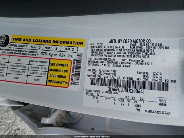 Ford Fusion Hybrid Se 2020 3FA6P0LU8LR200641 Image 9
