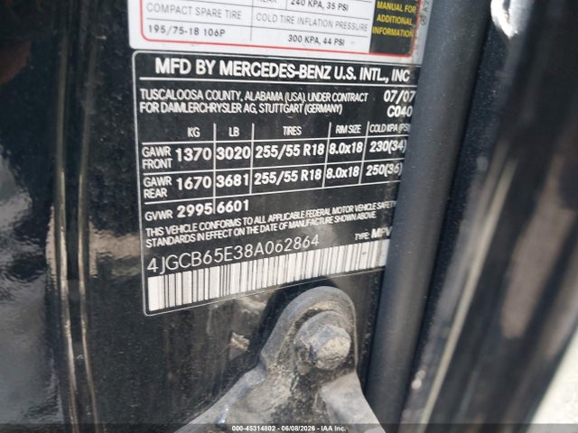Aukcja sprzedaży 2008 Mercedes-benz R 350 4matic, vin: 4JGCB65E38A062864, numer aukcji: 45314802
