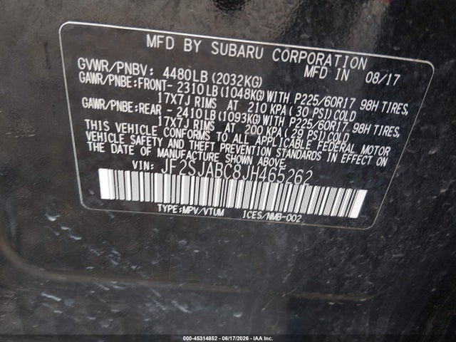 Subaru Forester 2.5i 2018 JF2SJABC8JH465262 Image 9