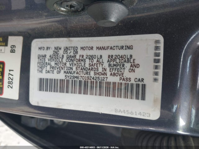 Aukcja sprzedaży 2009 Pontiac Vibe, vin: 5Y2SM67019Z425127, numer aukcji: 45314883