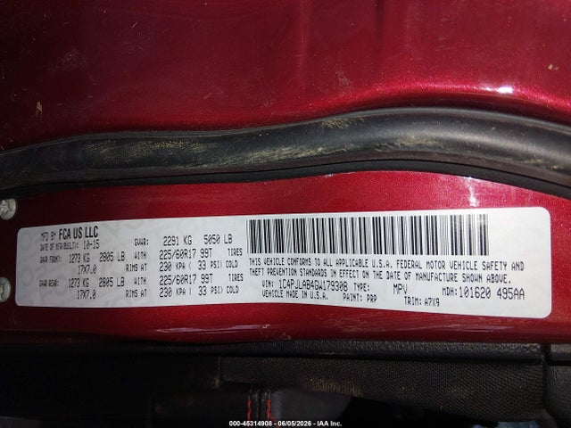 1C4PJLAB4GW179308 Jeep Cherokee Sport