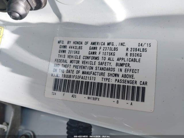 2015 Acura Tlx Tech მანქანა იყიდება აუქციონზე, vin: 19UUB1F50FA021570, აუქციონის ნომერი: 45314935