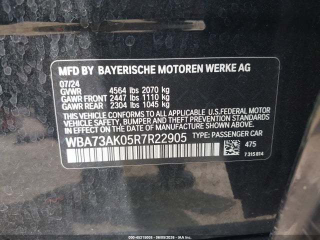 Продаж на аукціоні авто 2024 Bmw 228i Gran Coupe Xdrive, vin: WBA73AK05R7R22905, номер лоту: 45315008