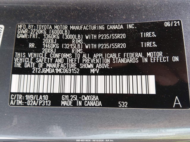 2021 Lexus Rx 450h მანქანა იყიდება აუქციონზე, vin: 2T2JGMDA1MC069152, აუქციონის ნომერი: 45315038