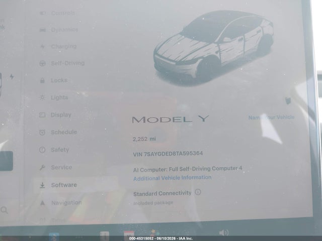 Продажа на аукционе авто 2026 Tesla Model Y Premium Rear-wheel Drive/rear-wheel Drive, vin: 7SAYGDED8TA595364, номер лота: 45315052