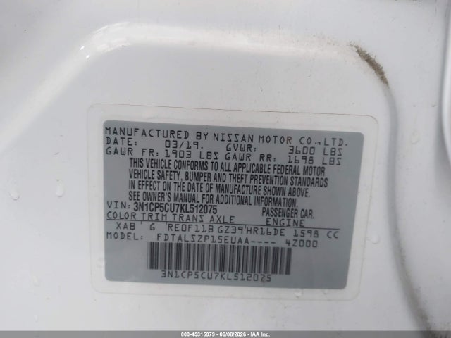 Nissan KICKS SV 2019 3N1CP5CU7KL512075 Image 9