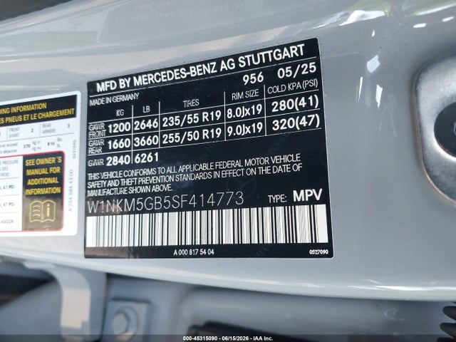 45315090 :رقم المزاد ، W1NKM5GB5SF414773 vin ، 2025 Mercedes-benz Glc 350e 4matic مزاد بيع