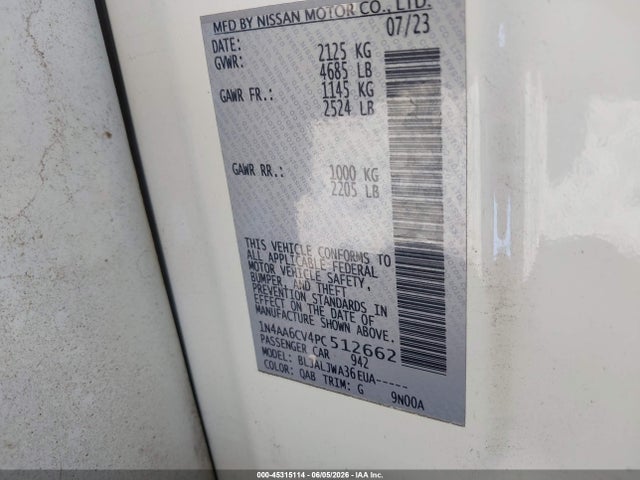 Nissan Maxima Sv Xtronic Cvt 2023 1N4AA6CV4PC512662 Image 9