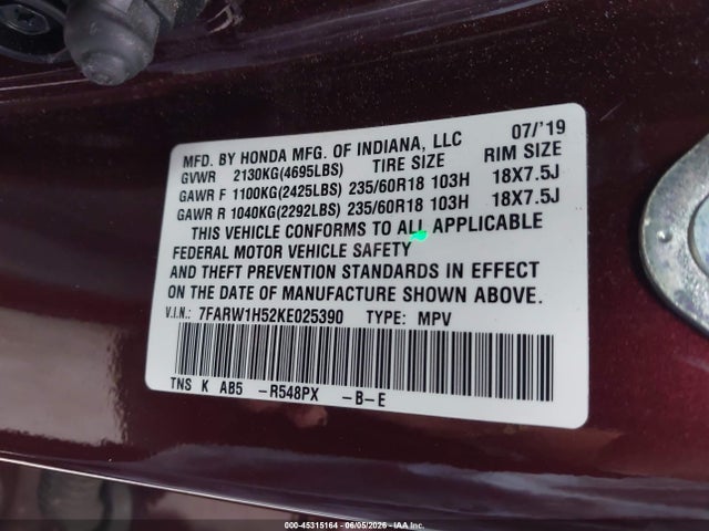 Honda CR-V EX 2019 7FARW1H52KE025390 Image 9