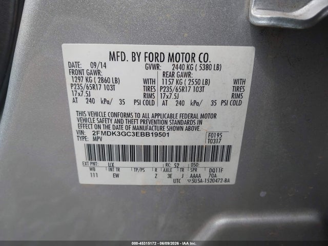 Aukcja sprzedaży 2014 Ford Edge Se, vin: 2FMDK3GC3EBB19501, numer aukcji: 45315172