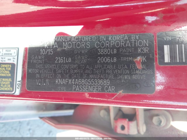 KIA FORTE LX 2016 KNAFX4A68G5533689 Image 9