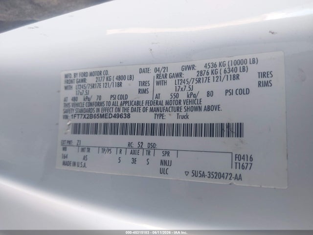 Ford F-250 Xl 2021 1FT7X2B65MED49638 Image 9