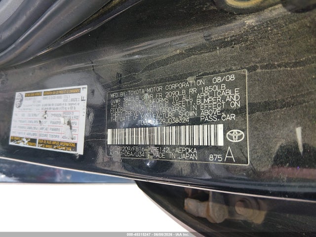 45315247 :رقم المزاد ، JTDBL40E29J038324 vin ، 2009 Toyota Corolla Le مزاد بيع