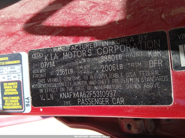 Продаж на аукціоні авто 2015 Kia Forte Lx, vin: KNAFX4A62F5310997, номер лоту: 45315252
