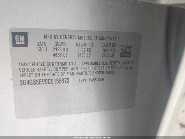 Продажа на аукционе авто 2012 Buick Regal Turbo - Premium 1, vin: 2G4GS5EV9C9155372, номер лота: 45315257