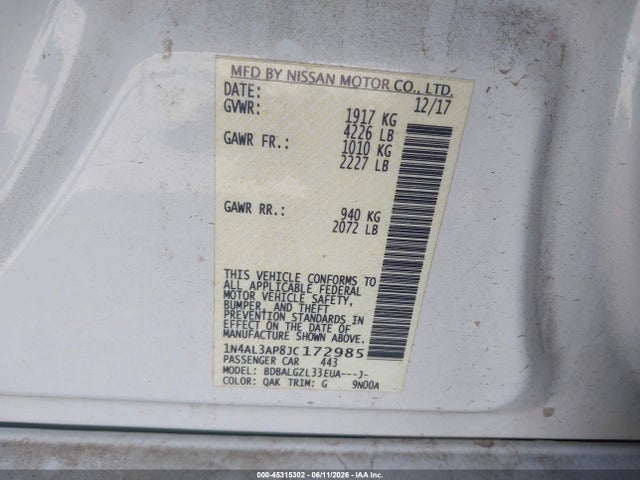 1N4AL3AP8JC172985 Nissan Altima 2.5 S