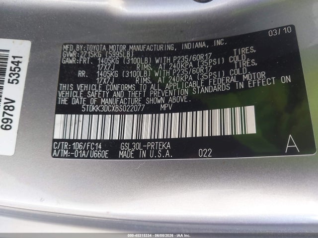 Продаж на аукціоні авто 2011 Toyota Sienna Le V6, vin: 5TDKK3DCXBS022077, номер лоту: 45315334