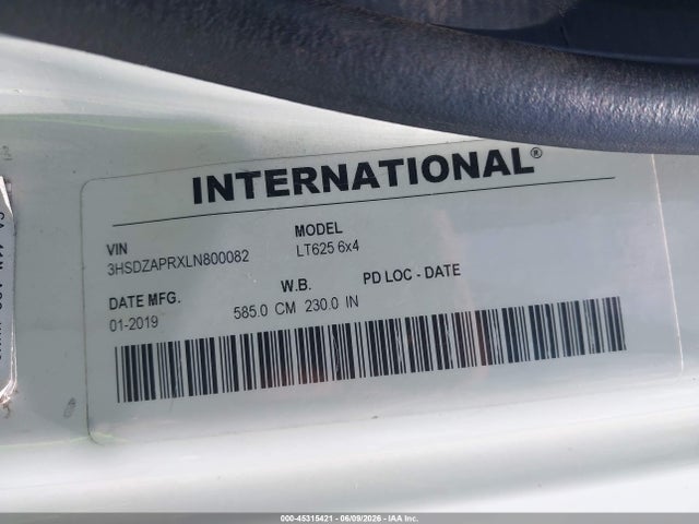 Продаж на аукціоні авто 2020 International Lt, vin: 3HSDZAPRXLN800082, номер лоту: 45315421
