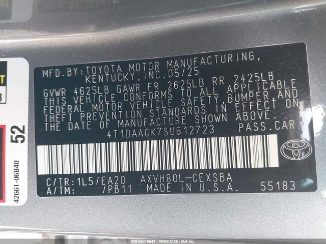 Toyota CAMRY SE 2025 4T1DAACK7SU612723 Image 9