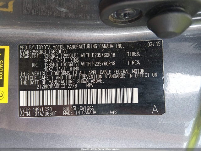 Продажа на аукционе авто 2015 Lexus Rx 350, vin: 2T2BK1BA0FC312778, номер лота: 45315575
