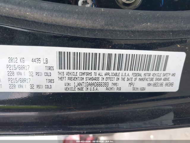 Aukcja sprzedaży 2010 Jeep Patriot Sport, vin: 1J4NT1GA0AD666393, numer aukcji: 45315596