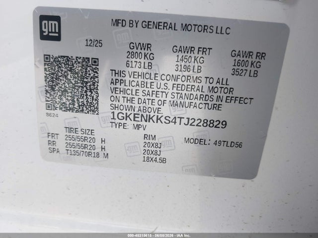 45315615 :رقم المزاد ، 1GKENKKS4TJ228829 vin ، 2026 Gmc Acadia Elevation Fwd مزاد بيع