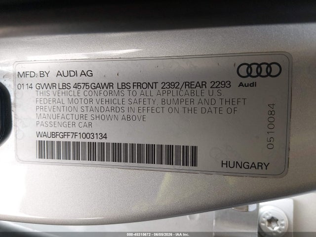 Продажа на аукционе авто 2015 Audi A3 2.0t Premium, vin: WAUBFGFF7F1003134, номер лота: 45315672