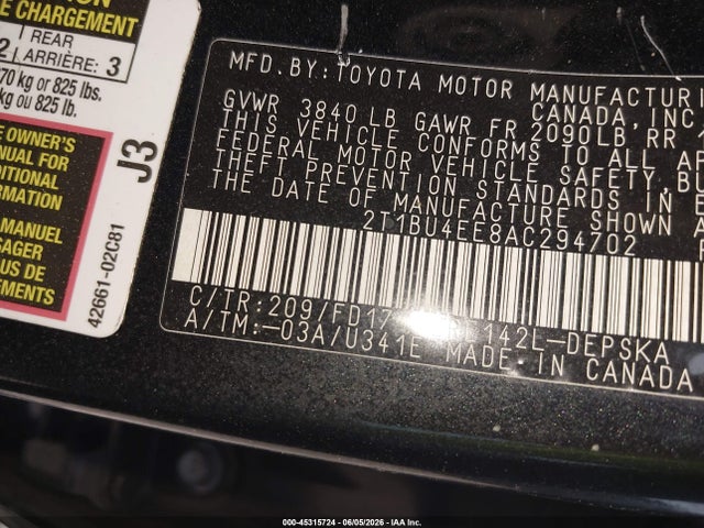 Aukcja sprzedaży 2010 Toyota Corolla S, vin: 2T1BU4EE8AC294702, numer aukcji: 45315724