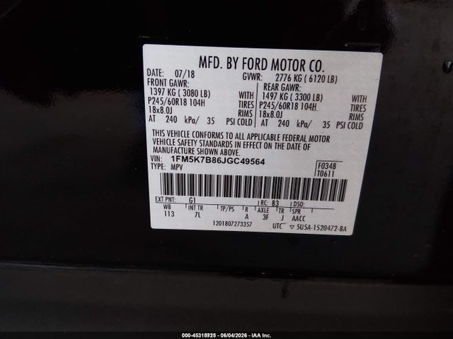 Ford Explorer 2018 1FM5K7B86JGC49564 Image 9