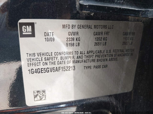 Продажа на аукционе авто 2010 Buick Lacrosse Cxs, vin: 1G4GE5GV6AF152213, номер лота: 45315844