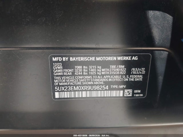 5UX23EM0XR9U98254 BMW X7 Xdrive40i