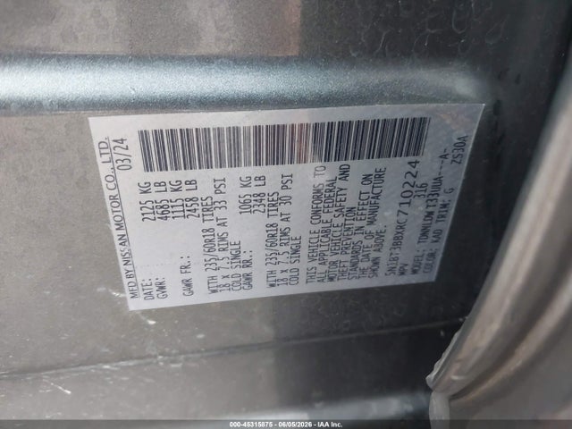 5N1BT3BBXRC710224 Nissan Rogue Sv Intelligent Awd