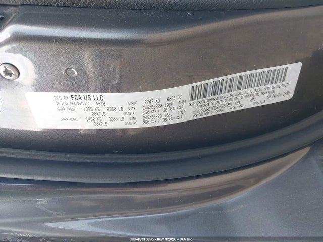 Aukcja sprzedaży 2018 Chrysler Pacifica Touring L Plus, vin: 2C4RC1EG3JR260281, numer aukcji: 45315895
