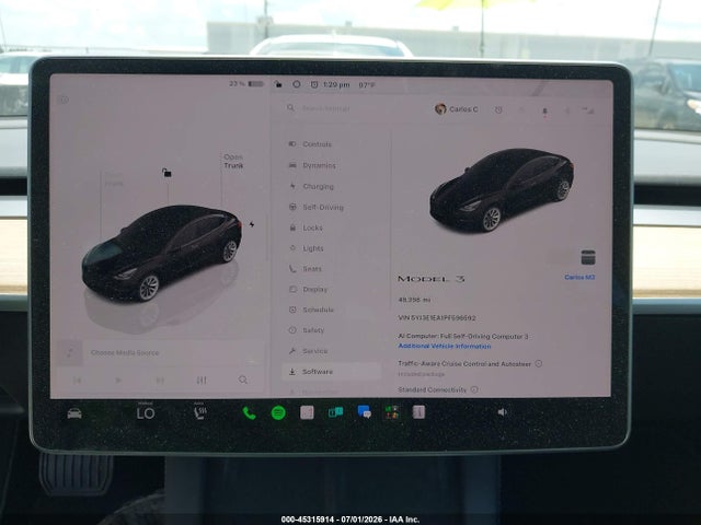 45315914 :رقم المزاد ، 5YJ3E1EA1PF596592 vin ، 2023 Tesla Model 3 Rear-wheel Drive مزاد بيع