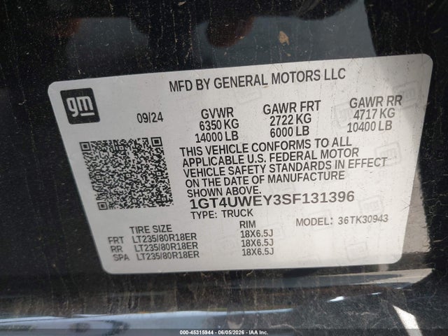 1GT4UWEY3SF131396 GMC Sierra 3500hd Denali