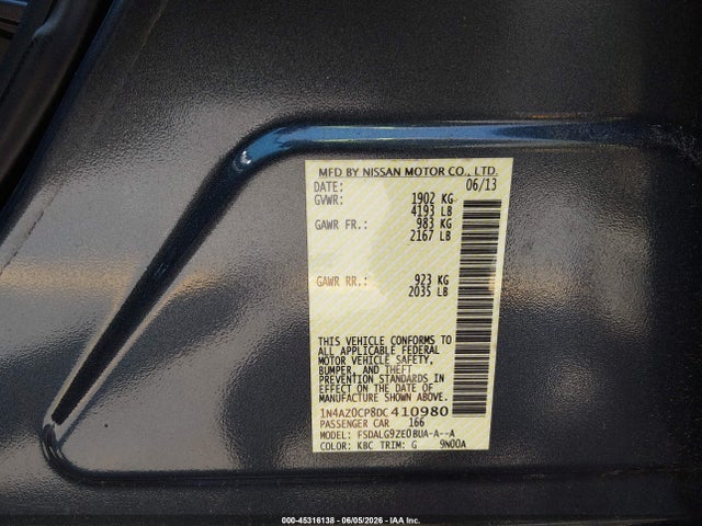Aukcja sprzedaży 2013 Nissan Leaf Sl, vin: 1N4AZ0CP8DC410980, numer aukcji: 45316138