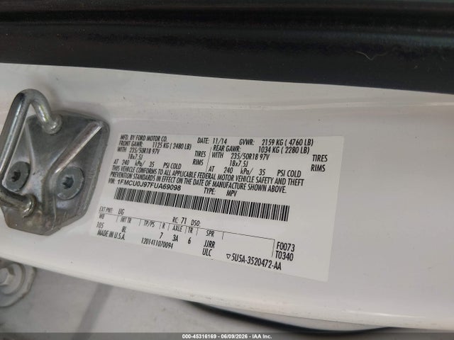 45316169 :رقم المزاد ، 1FMCU0J97FUA69098 vin ، 2015 Ford Escape Titanium مزاد بيع