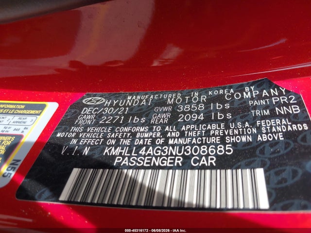 Hyundai ELANTRA SE 2022 KMHLL4AG3NU308685 Image 9