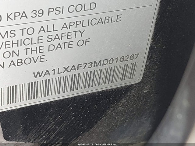 Продаж на аукціоні авто 2021 Audi Q7 Premium Plus 55 Tfsi Quattro Tiptronic, vin: WA1LXAF73MD016267, номер лоту: 45316176