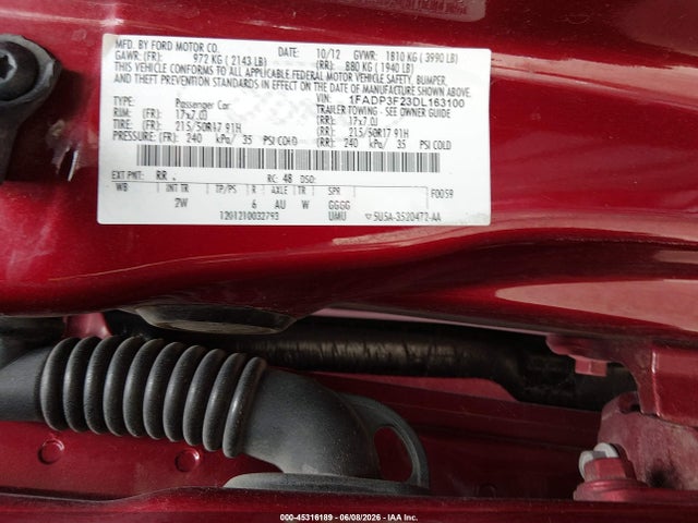 Aukcja sprzedaży 2013 Ford Focus Se, vin: 1FADP3F23DL163100, numer aukcji: 45316189