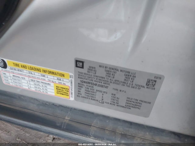 Chevrolet Traverse Ls 2015 1GNKRFED4FJ308747 Image 9