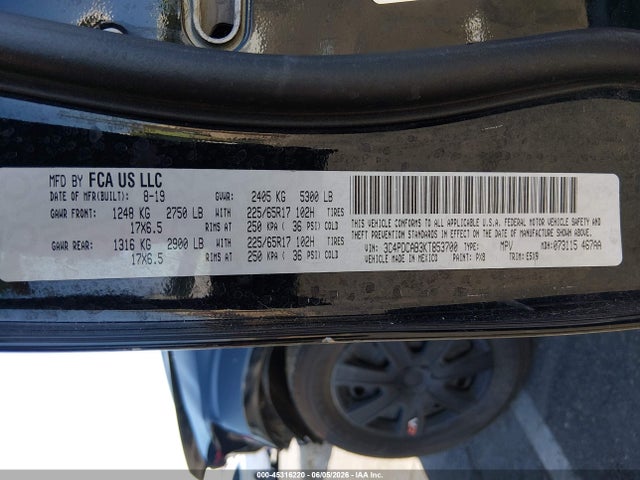 3C4PDCAB3KT853700 Dodge Journey Se Value Package
