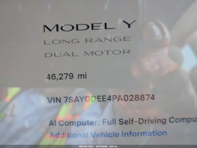 Aukcja sprzedaży 2023 Tesla Model Y, vin: 7SAYGDEE4PA028874, numer aukcji: 45316227