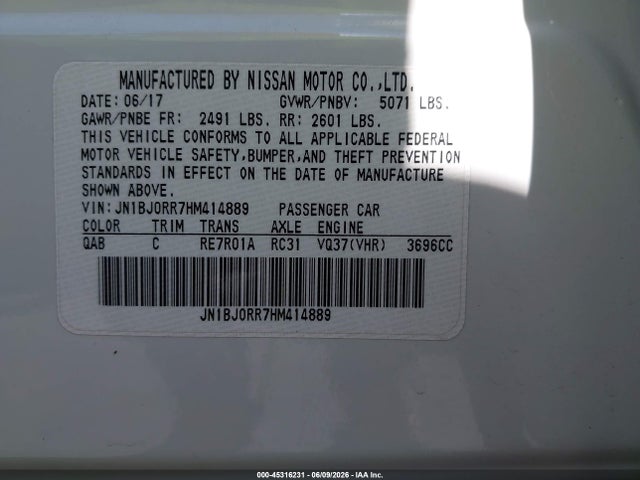 Aukcja sprzedaży 2017 Infiniti Qx50, vin: JN1BJ0RR7HM414889, numer aukcji: 45316231