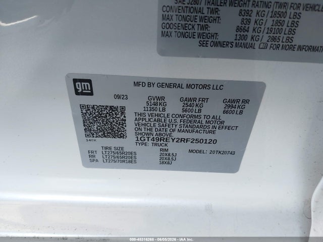 45316268 :رقم المزاد ، 1GT49REY2RF250120 vin ، 2024 Gmc Sierra 2500hd 4wd  Standard Bed Denali مزاد بيع