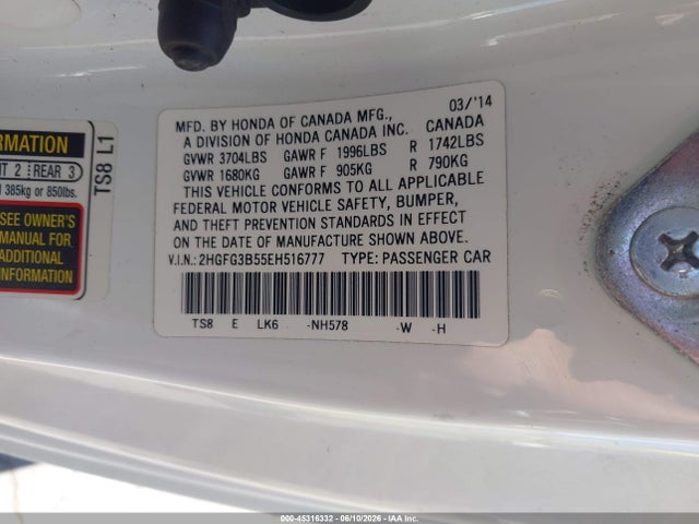 Honda Civic Lx 2014 2HGFG3B55EH516777 Image 9