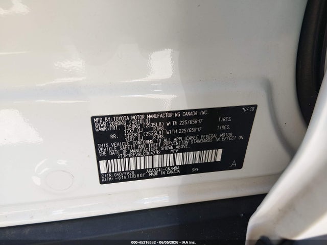 Aukcja sprzedaży 2020 Toyota Rav4 Xle, vin: 2T3P1RFV8LC064792, numer aukcji: 45316382