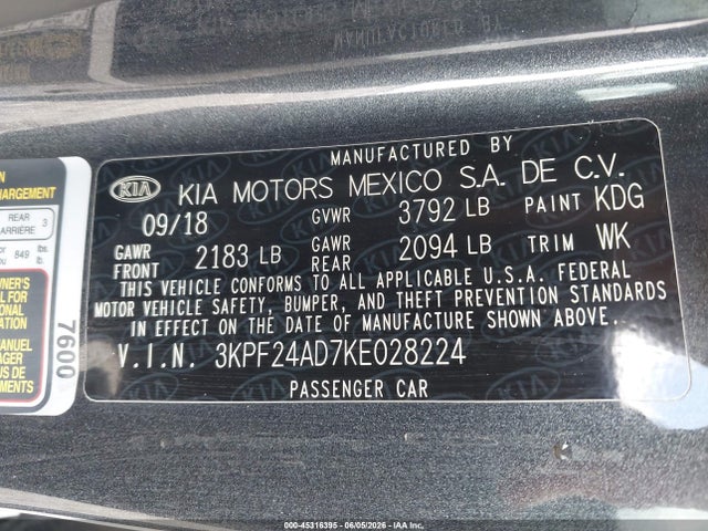 KIA FORTE FE 2019 3KPF24AD7KE028224 Image 9