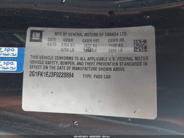 Продажа на аукционе авто 2015 Chevrolet Camaro 2ss, vin: 2G1FK1EJ3F9228884, номер лота: 45316474